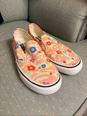 Vans Pink Floral Slip-On Canvas Sneakers